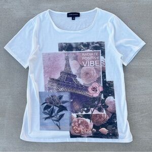 Elegant Paris Studs Graphic White Tee